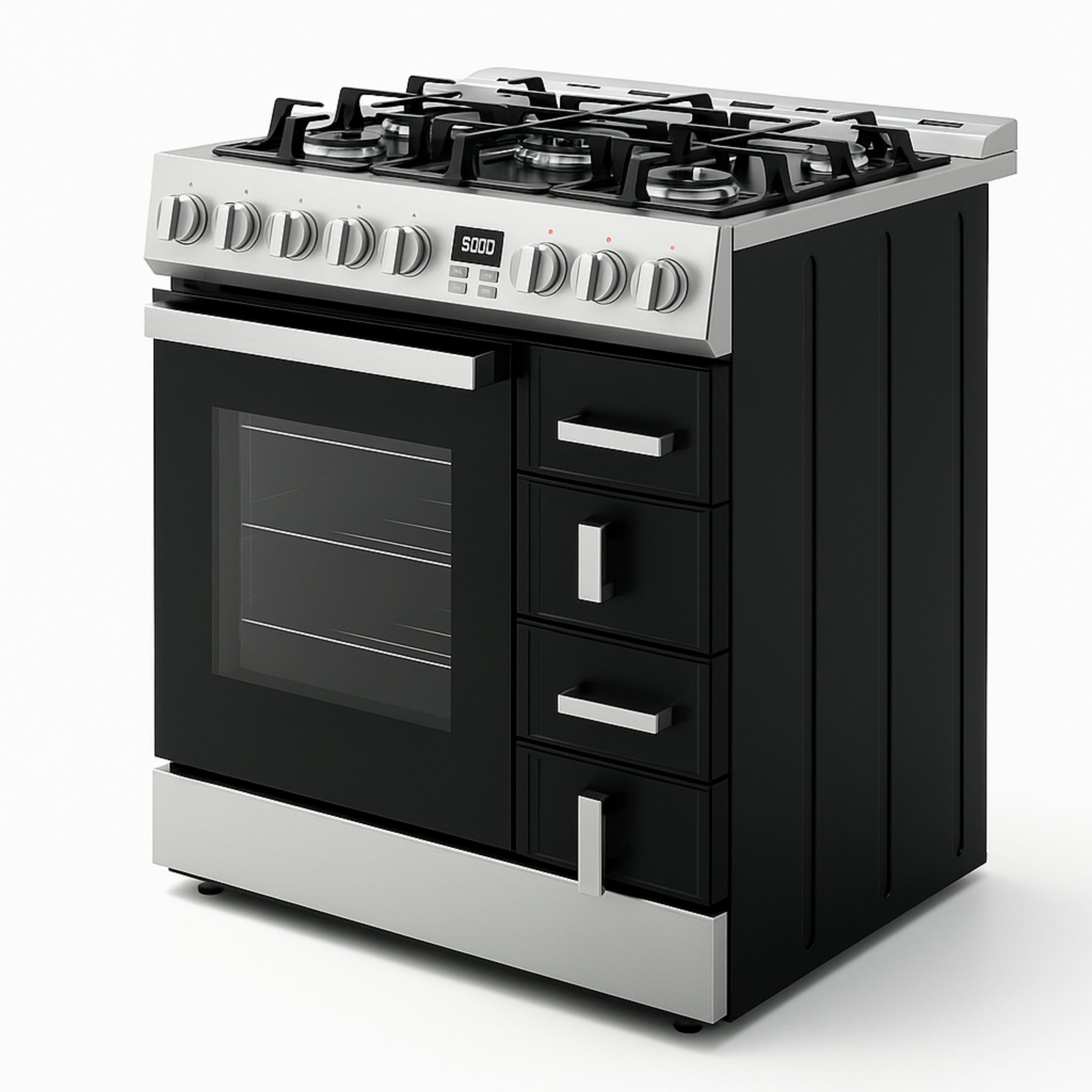 NoirValen Aurora 90cm Pro Gas Range with Drawer Stack
