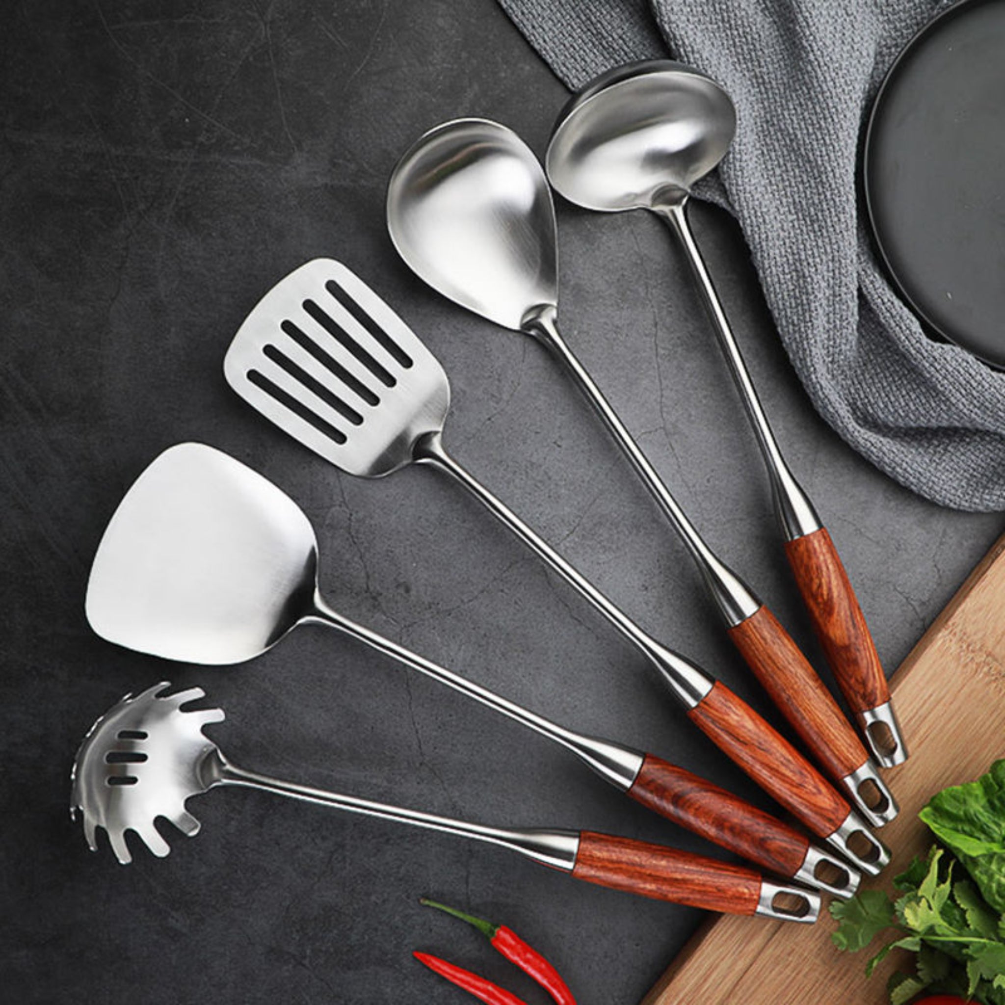 SteelOak ArtisanEdge Slotted Spoon & Utensil Set